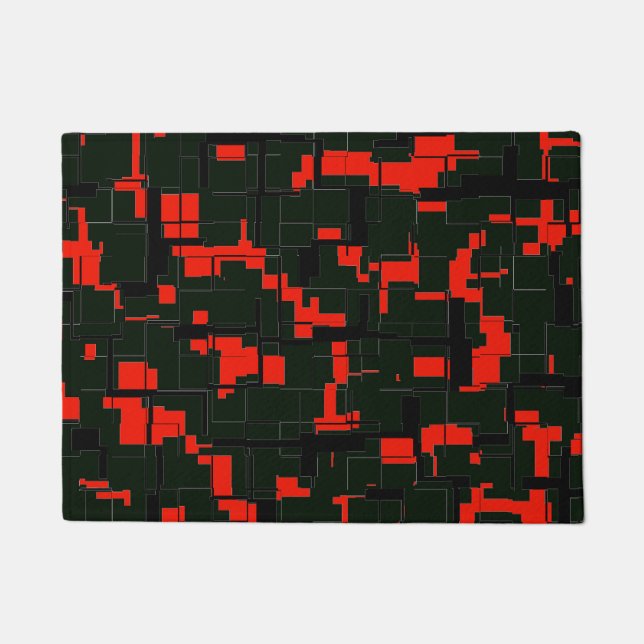 Paillasson Deep Army Green Red Black Abstrait (Devant)