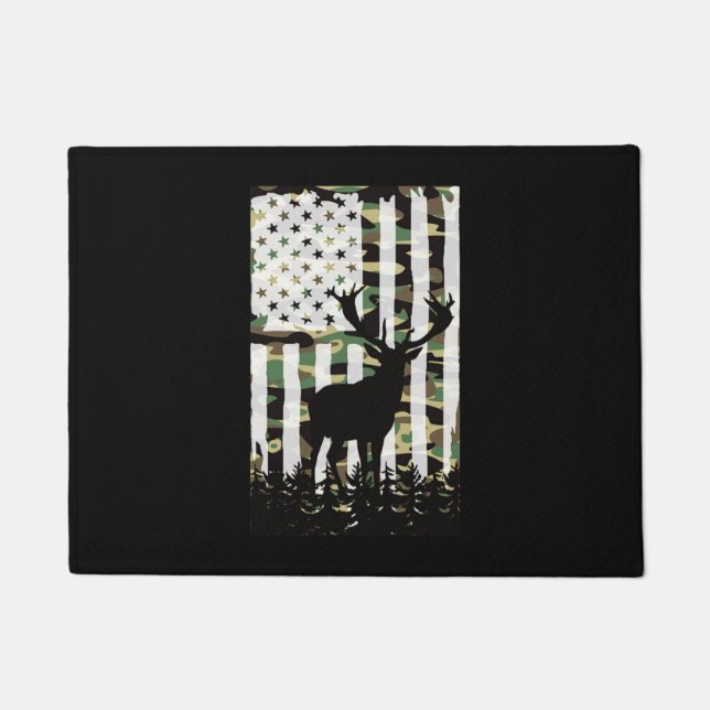 Paillasson Deer Elk Buck Chasse Camo USA Drapeau Camoflauge (Devant)