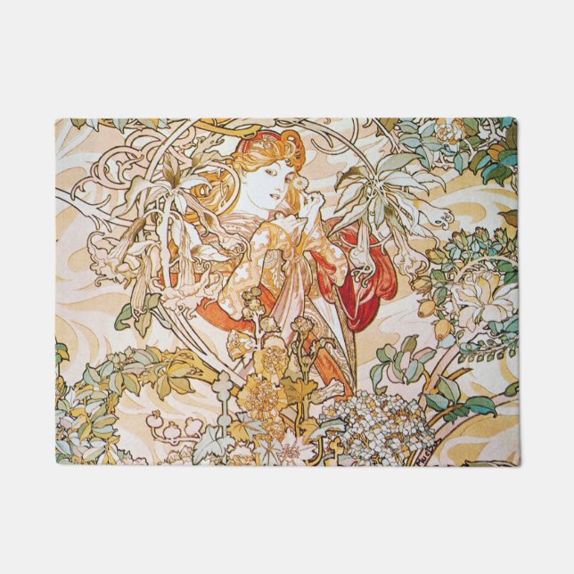 Paillasson Déesse des fleurs Art Nouveau oeuvre d'Alphons Bea (Devant)
