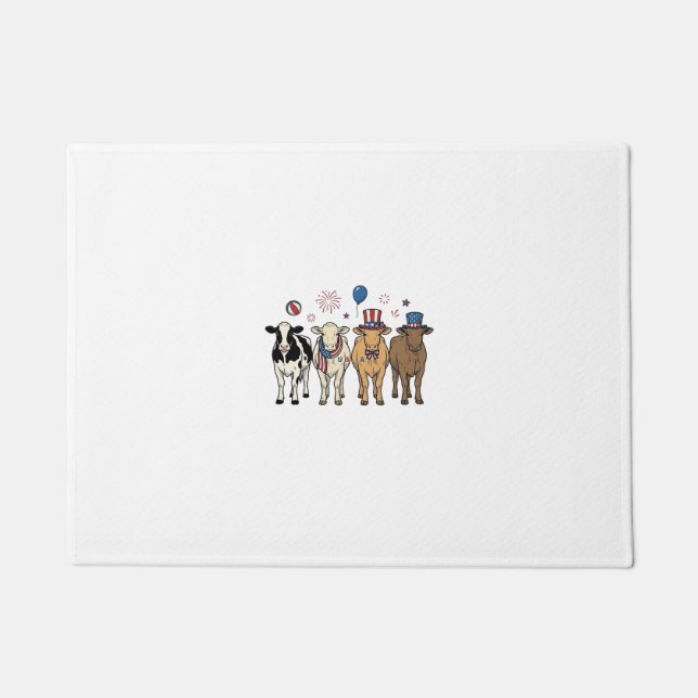 Paillasson Défilé de vaches patriotiques dessin de t-shirt vi (Devant)
