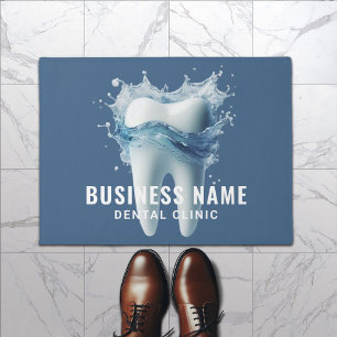 Paillasson Dentiste Bright Tooth & Water Bleu Bureau dentaire