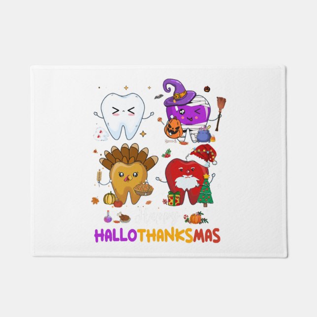 Paillasson Dentiste Hallothanksma Halloween Thanksgiving (Devant)