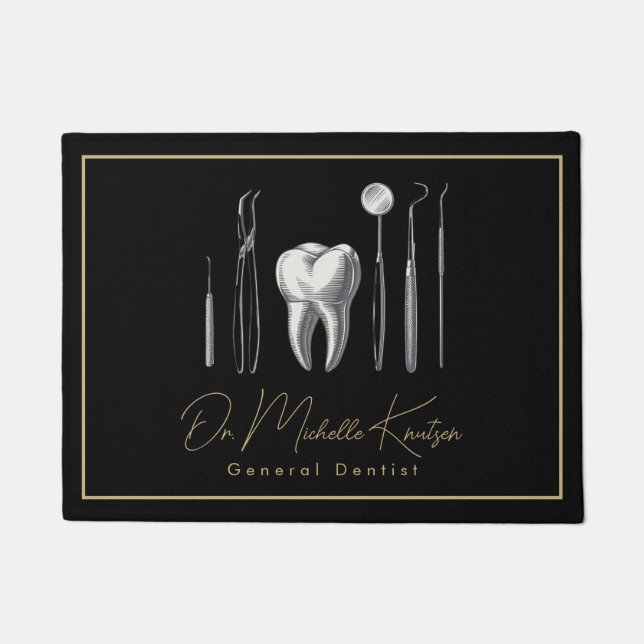 Paillasson Dentiste professionnel Dental Black Porte Or (Devant)