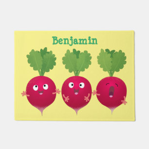 Paillasson Des radis mignons chantant des légumes de dessin a