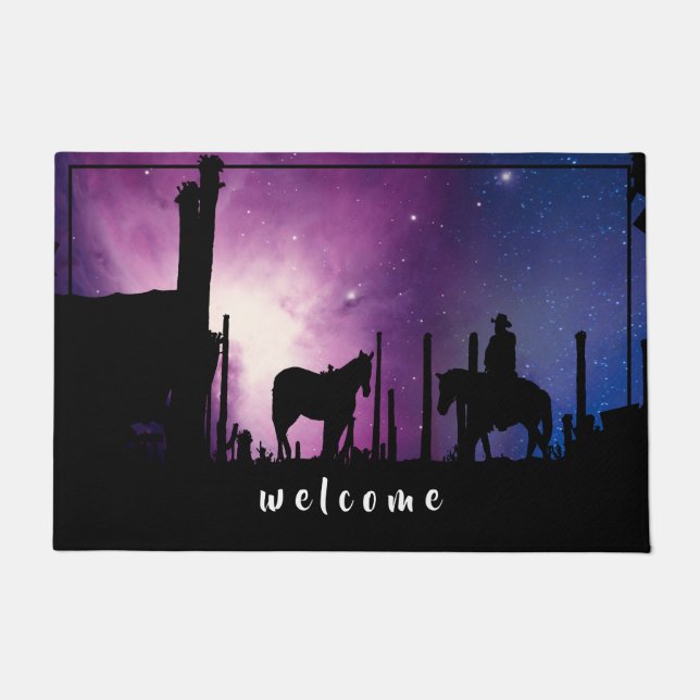 PAILLASSON DESERT LIGHTS COWBOY TRAIL DOORMAT (Devant)