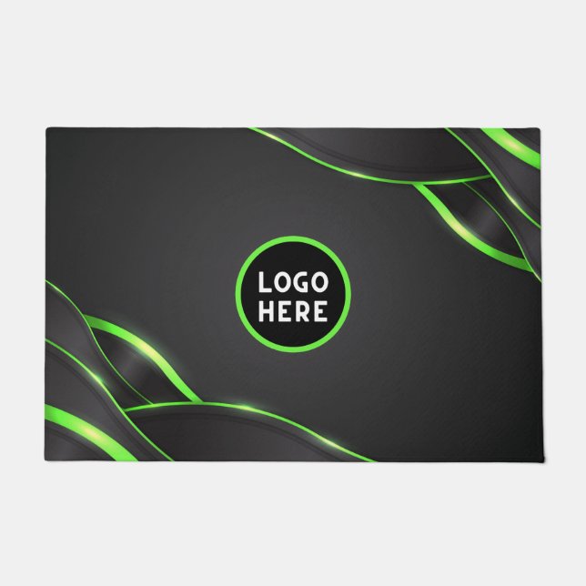 Paillasson Design Abstrait noir et vert | Ajouter un logo (Devant)
