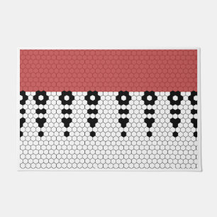 Paillasson Design de carreaux de bordure rouge et noir