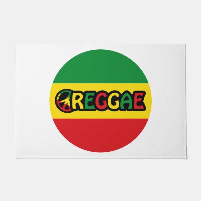 Paillasson Design de reggae avec couleurs de drapeau reggae (Devant)