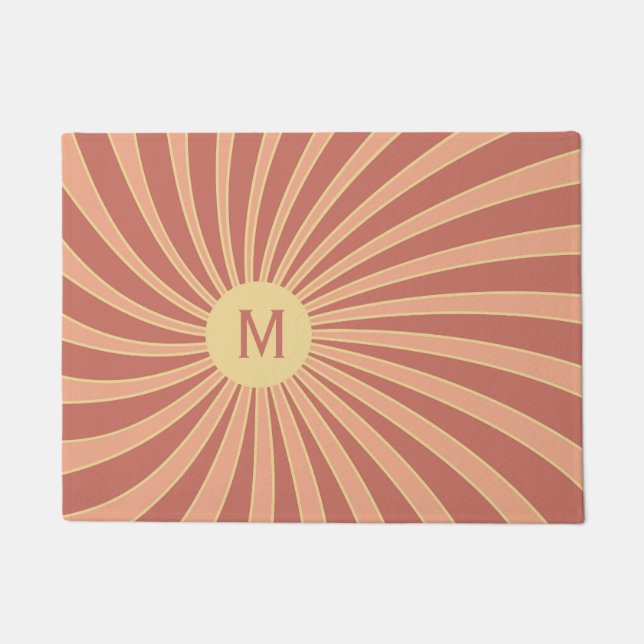 Paillasson Design de solarium de style rétro rose et orange (Devant)