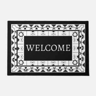Paillasson Design de tuiles blanches et noires Whimsical