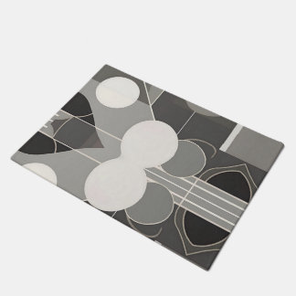 Paillasson Design géométrique gris et blanc avec lignes de ce
