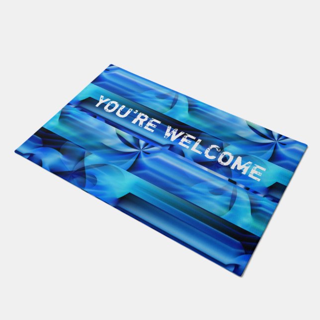 Paillasson Design graphique transparent - bleu noir I (Incliné)