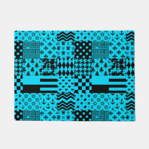 Paillasson Design Motif mixte en noir bleu