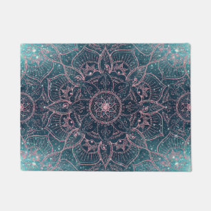 Paillasson Design Rose Gold Mandala Blue Nebula Stars