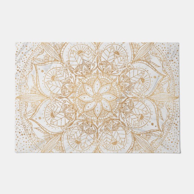 Paillasson Design tendance or floral Mandala Marble (Devant)