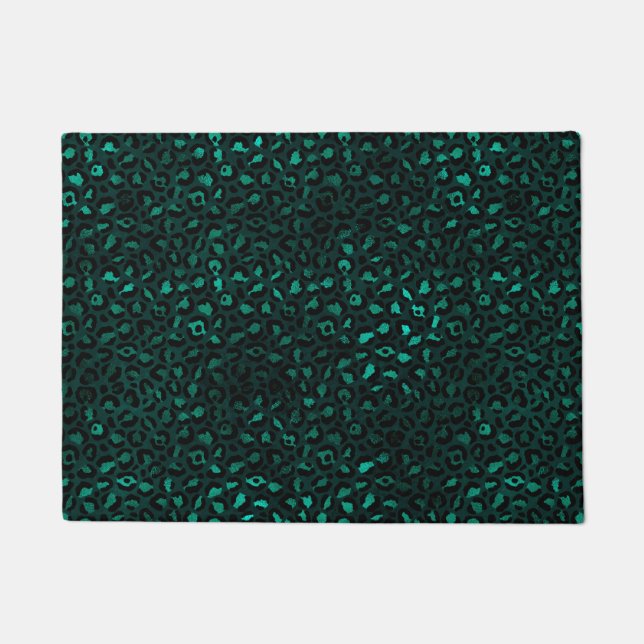 Paillasson Design turquoise et Gold Leopard Series 4 (Devant)