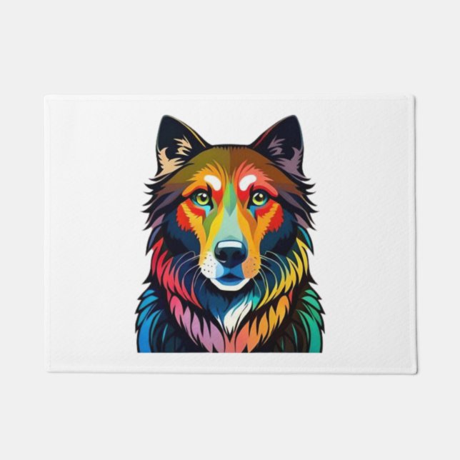 Paillasson dessin de chien coloré - (Devant)