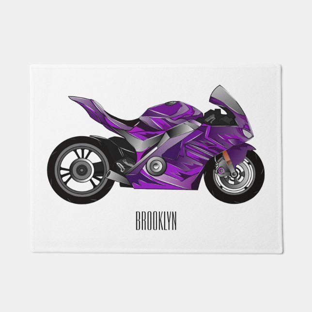 Paillasson Dessin de moto de sport violet (Devant)