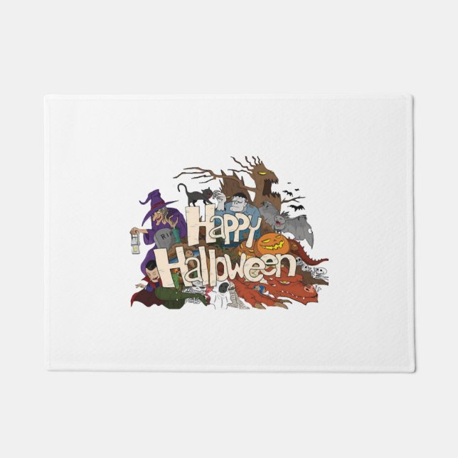 Paillasson dessin d'halloween pour invitations happy hallowee (Devant)