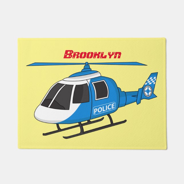 Paillasson Dessin d'hélicoptère du service de police mignon (Devant)