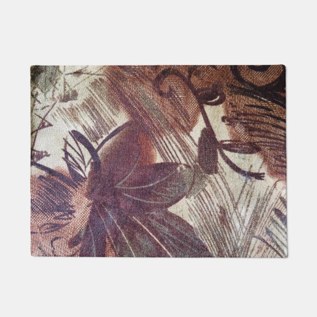 Paillasson Dessin floral abstrait marron 1 (Devant)