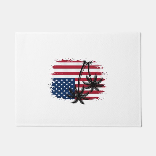 Paillasson Dessin vectoriel de plage patriotique avec drapeau (Devant)