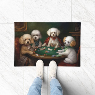 Paillasson Dessins de Bichons Frisés Jouant au Poker