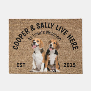 Paillasson Deux Beagles Amoureux des chiens personnalisé mat