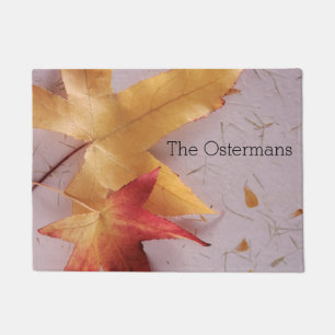 Paillasson Deux feuilles d'automne sur texture