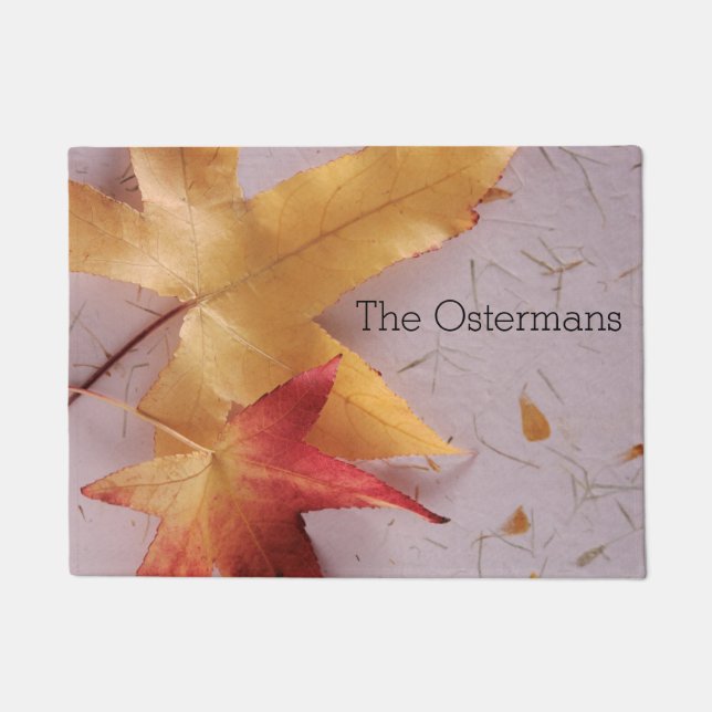 Paillasson Deux feuilles d'automne sur texture (Devant)