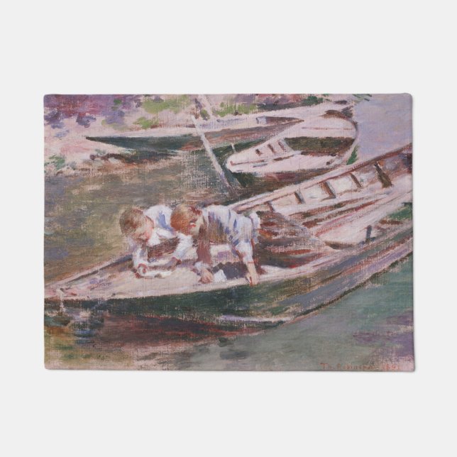 Paillasson Deux garçons en bateau (par Theodore Robinson) (Devant)