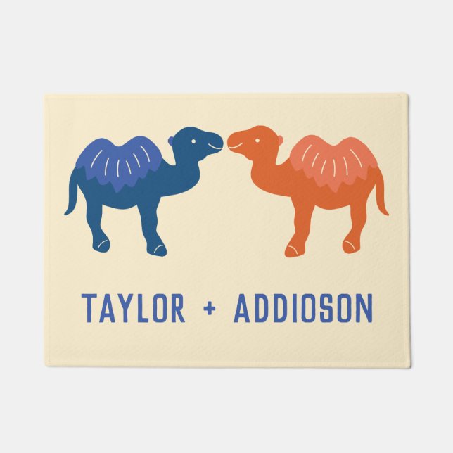 Paillasson Deux mignons Camels Cartoon Couples Personnalisés (Devant)