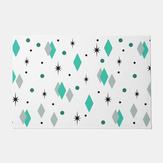 Paillasson Diamants de l'âge spatial Turquoise Blanc (Devant)