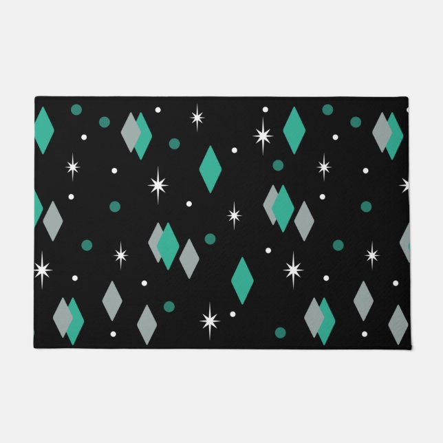 Paillasson Diamants de l'âge spatial Turquoise Noir (Devant)