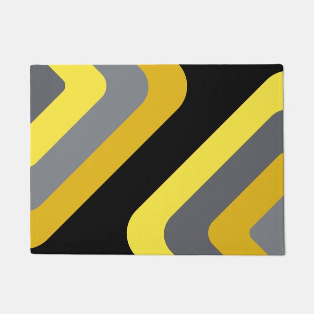 Paillasson Diamants géants rétro gris jaune (Devant)