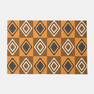 Paillasson Diamants modernes du milieu du siècle Orange Brown