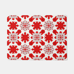 Paillasson Disposition Flocon de Neige Rouge et Blanc pour Dé