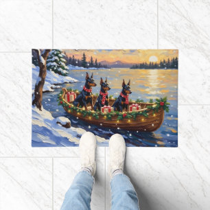 Paillasson Doberman Pinscher Noël Bateau Fêtes