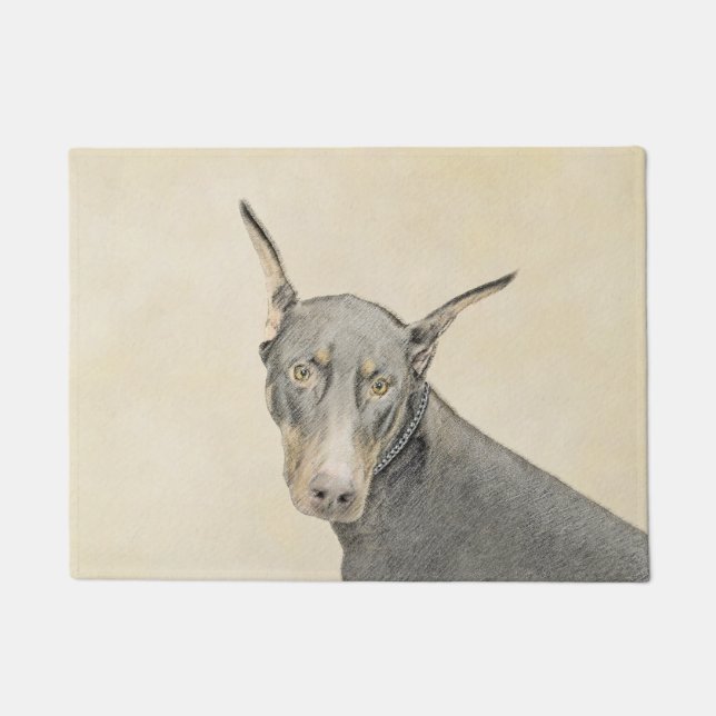Paillasson Doberman Pinscher Peinture - Art Chien original (Devant)