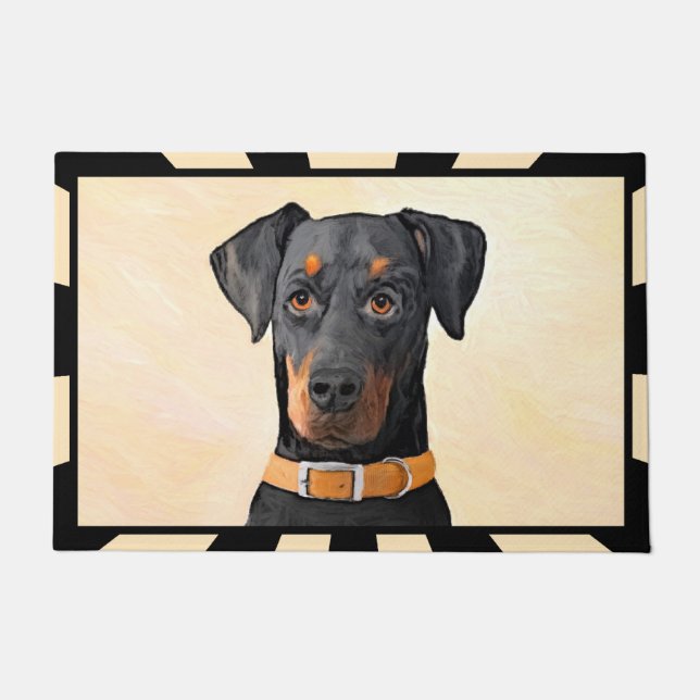 Paillasson Doberman Pinscher Peinture non découpée Art origin (Devant)