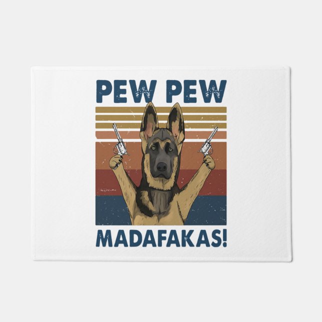 PAILLASSON DOG PEW PEW MADAFAKAS VINTAGE RETRO (Devant)