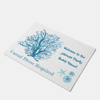 Paillasson Dollar de sable bleu Aqua-turquoise, corail, étoil