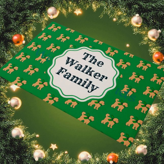 Paillasson Doodle Dog Green de plaisir personnalisé (A Doodle Dog welcome with this personalized door mat!)