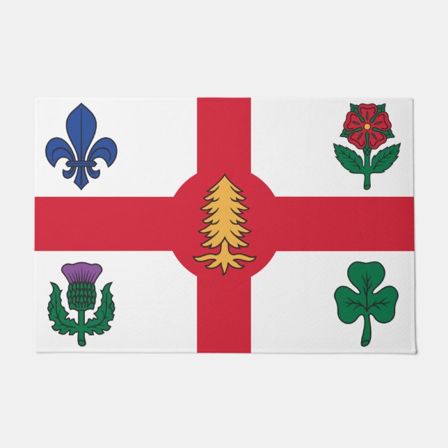 Paillasson Door Mat with Flag of Montreal, Canada (Devant)
