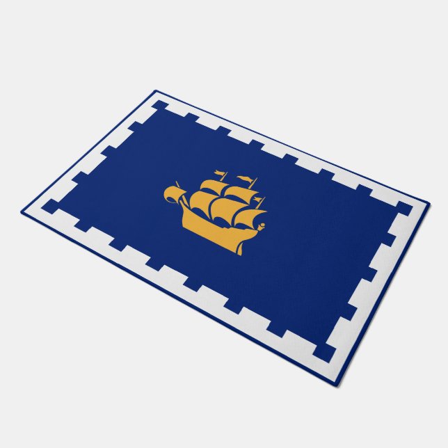 Paillasson Door Mat with Flag of Quebec City, Canada (Incliné)