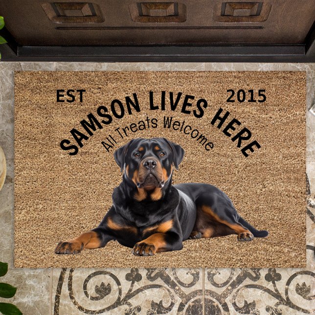 Paillasson Doormat Amoureux des chiens personnalisé Rottweile (Créateur téléchargé)