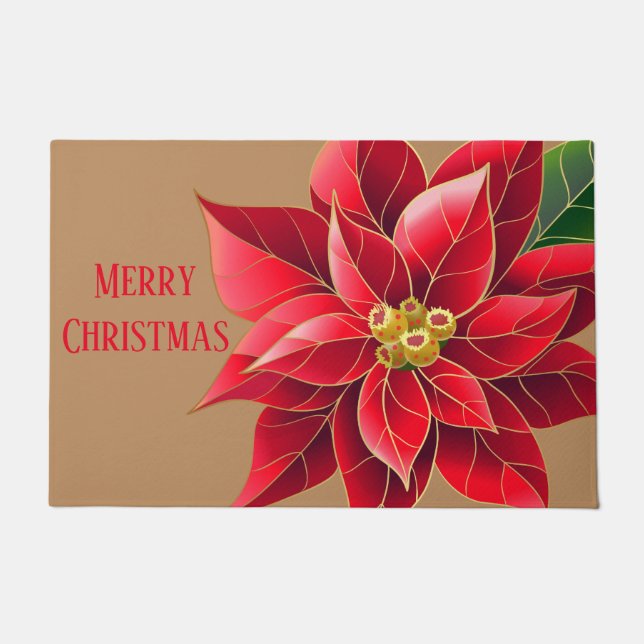 Paillasson Doormat de Noël Poinsettia (Devant)