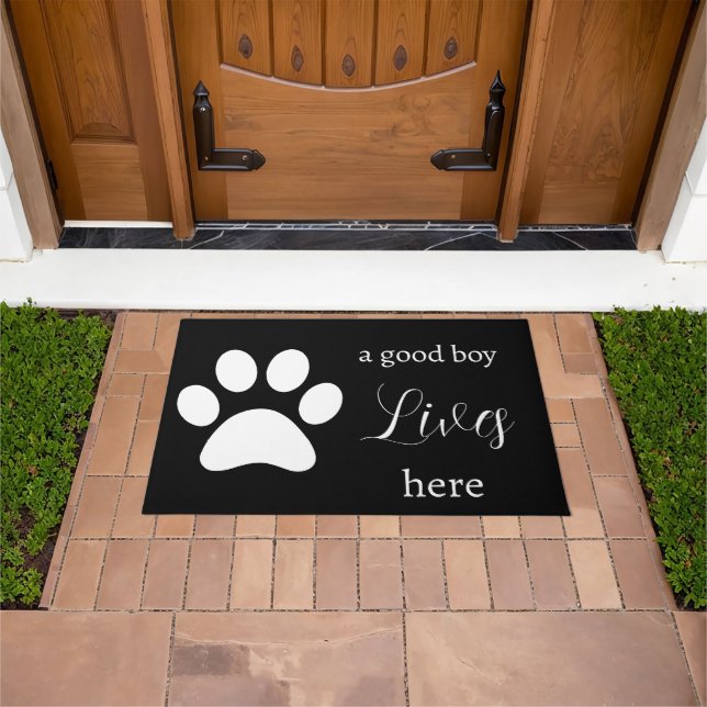 Paillasson Doormat - Dog Paw - Un bon garçon vit ici (De plein air)