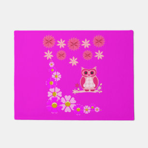 Paillasson Doormat rose hibou chambre d'adolescent