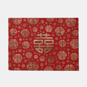 Paillasson Double motif de symbole de bonheur - or sur le